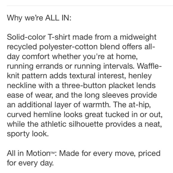 Men's Waffle-Knit Henley Athletic Top - All in
Motion™ Black Onyx - Picture 5 of 6